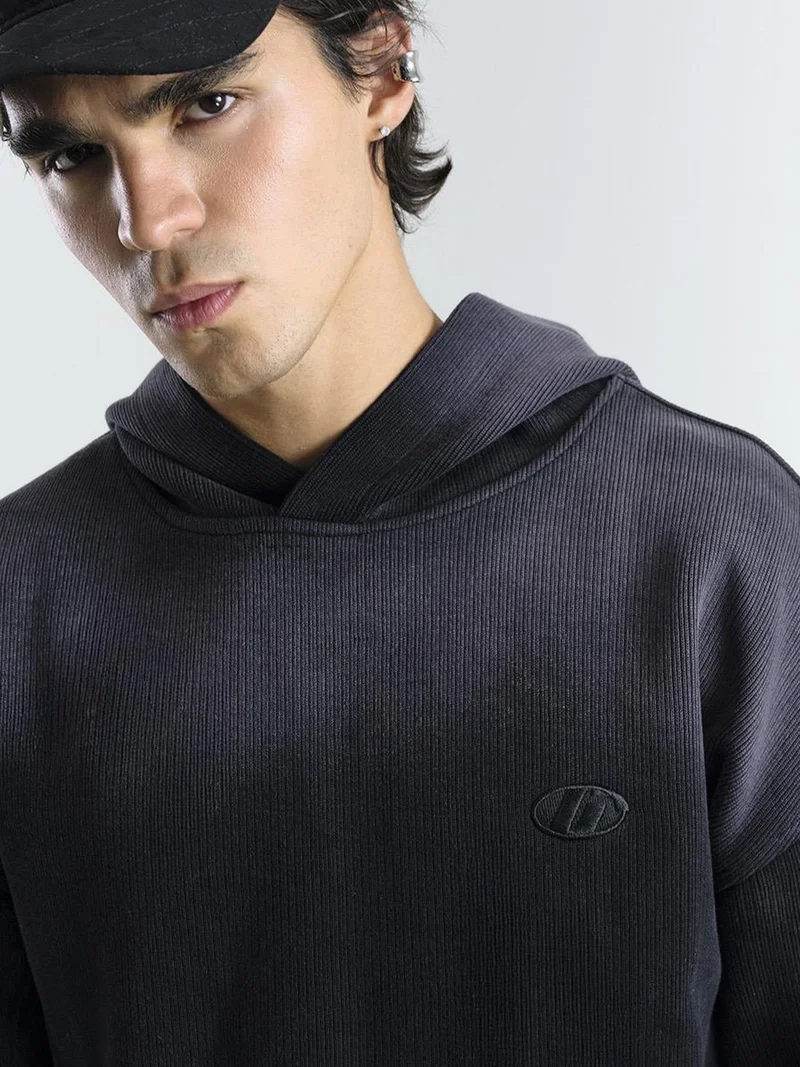 Giesto Black GIESTO Hooded Knitted Sweatshirt for Men | Best Price UAE